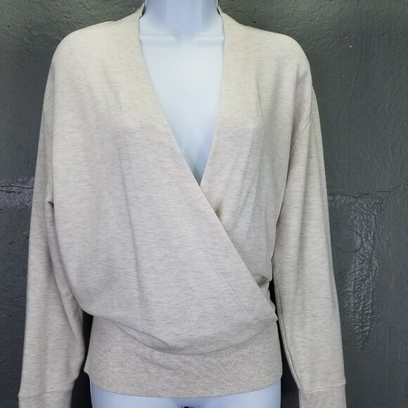 Athleta Purana V Neck Wrap Sweatshirt Women's XS Toasted Brown Heather Ballet - Picture 5 of 16